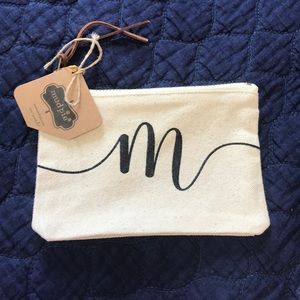M initial canvas cosmetic bag